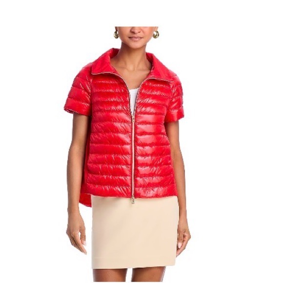 Herno Jackets & Blazers - Herno Red Short-Sleeve Puffer Jacket